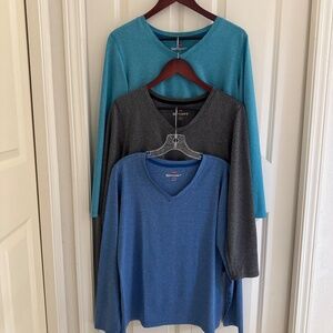 Hanes Sport Cool DRI Women's Performance Long-Sleeve V-Neck T-Shirt XL Lot of 3